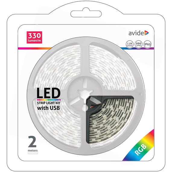 AVIDE ABLSBL5V5050-30RGB65 LED szalag 5V 7.2W 30LED RGB 2m