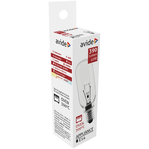 AVIDE  ARAH14WW-40W Izzó E14 40W sütőhöz 300C