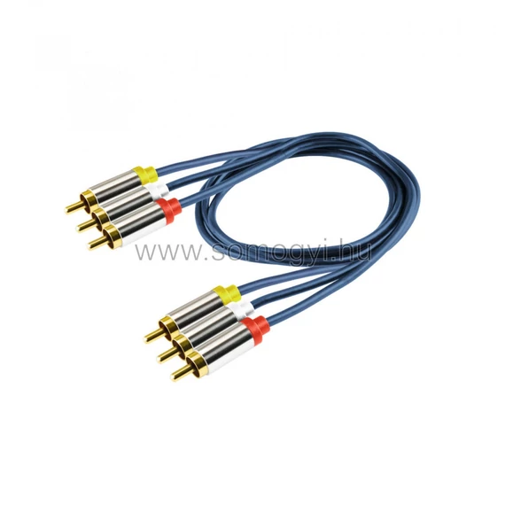 HOME kábel 3x RCA - 3x RCA 1m fém