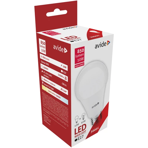 AVIDE Izzó E27 10W 3000K gömb HL-LED