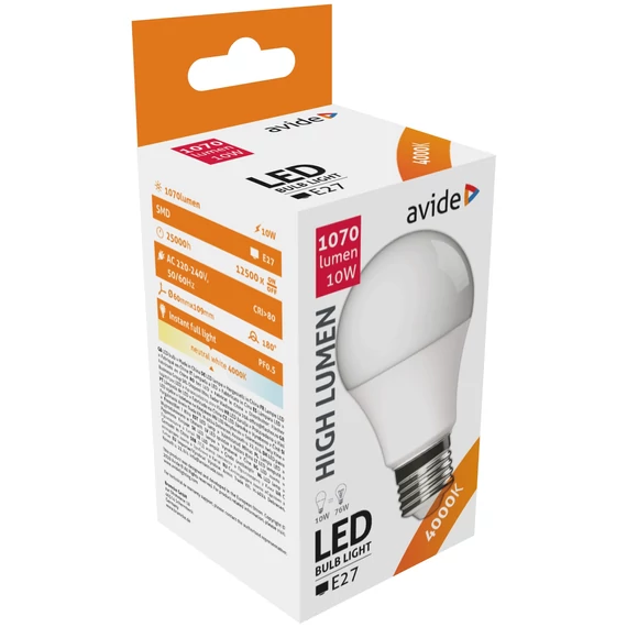 AVIDE Izzó E27 10W 4000K gömb HL-LED
