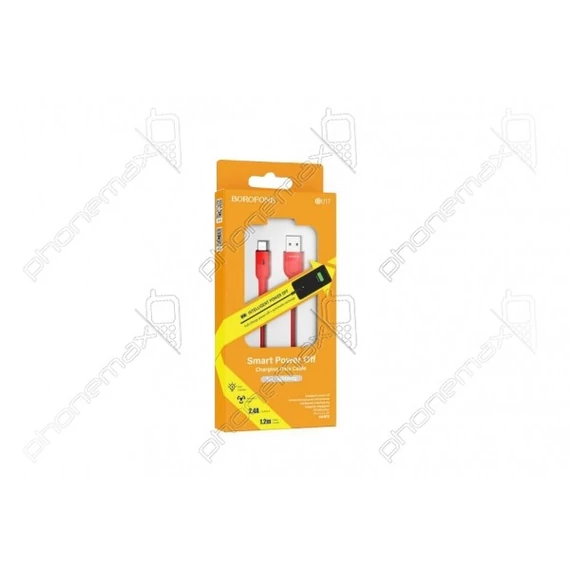 BOROFONE Power Off Lightning kábel piros 1,2m