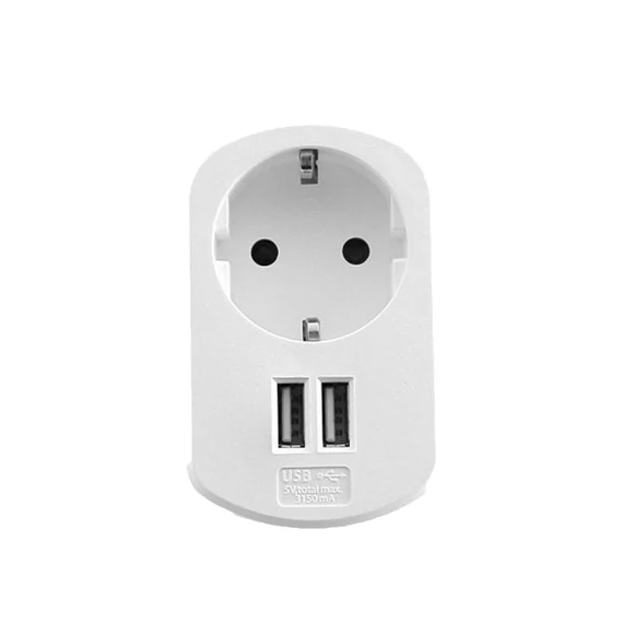 TECHNIK Elosztó Fali 1 utas+2 USB