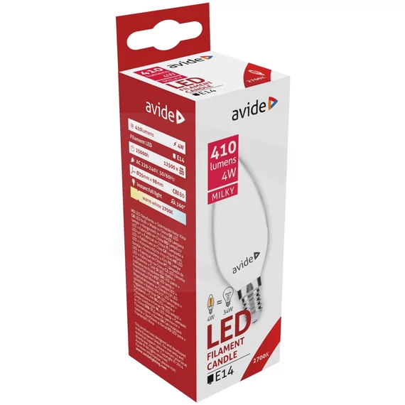AVIDE ABLFC14WW4WM  Izzó E14 4W 2700K 360f Opál LED