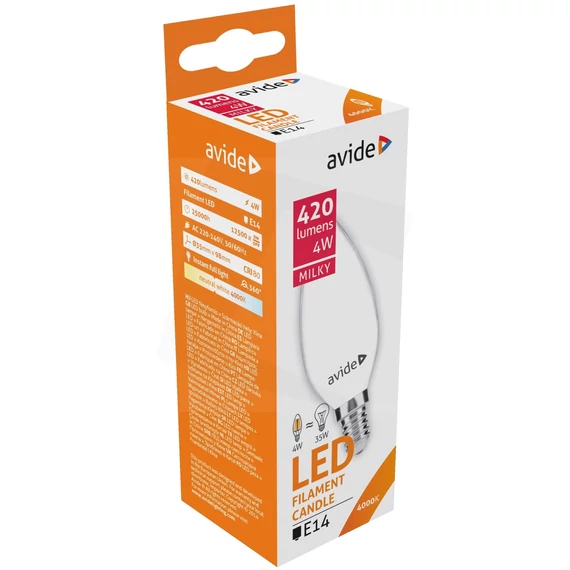 AVIDE ABLFC14NW-4W-M Izzó E14 4W 4000K 360f Opál LED